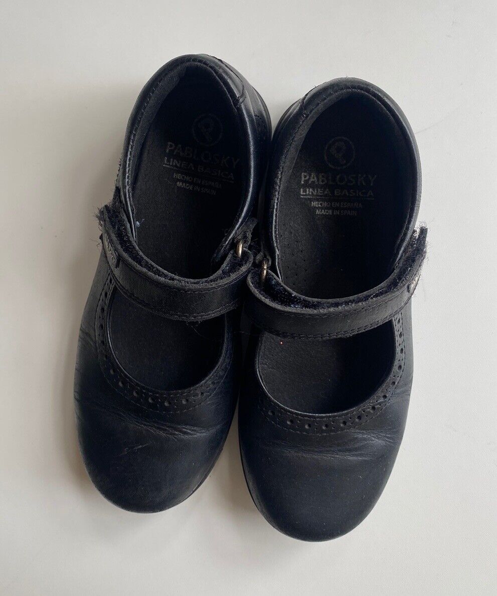 Pablosky kids girls size EUR 30 black Mary Jane shoes Made in Spain, VGUC