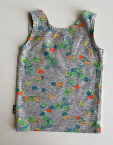 Bonds baby size 0-3 months grey confetti coloured spot tank top, VGUC