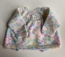 Load image into Gallery viewer, Handmade baby girl size approx. 3-6 months pink speckled knitted cardigan, VGUC
