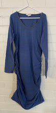 Load image into Gallery viewer, Ripe women&#39;s size XL maternity blue grey stripe long sleeve dress, GUC
