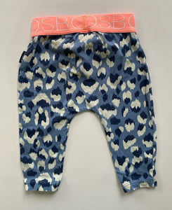 Bonds baby size 0-3 months blue white leopard print leggings pants, VGUC