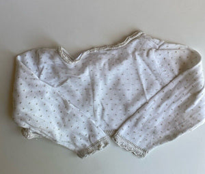 Origami baby girl size 12-18 months white gold spot knit bolero cardigan, VGUC