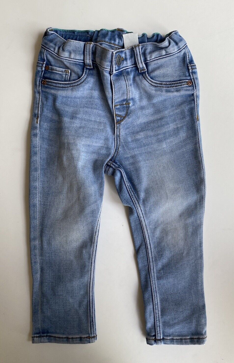 H&M kids toddler size 2 blue denim slim fit elastic waist jeans, VGUC