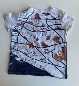 Seed kids toddler size 2 grey marle short sleeve t-shirt map Los Angeles, VGUC