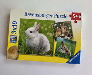 Ravensburger kids 5+ years jigsaw puzzle 3x49 pieces bunnies, VGUC