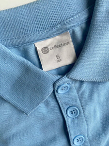B Collection kids boys size 6 pale blue collared polo shirt short sleeve, EUC