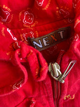 Load image into Gallery viewer, Next baby size approx. 3-6 months red hooded zip up jumper bear car, VGUC
