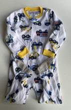 Load image into Gallery viewer, Carter&#39;s kids boys toddler size 3 white yellow vehicles one piece PJs, VGUC
