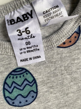 Load image into Gallery viewer, Cotton On baby size 3-6 months grey one-piece Easter eggs, EUC
