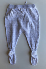 Load image into Gallery viewer, Pumpkin Patch baby size 0-3 months grey white stripe knit footed leggings, VGUC
