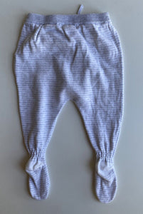 Pumpkin Patch baby size 0-3 months grey white stripe knit footed leggings, VGUC