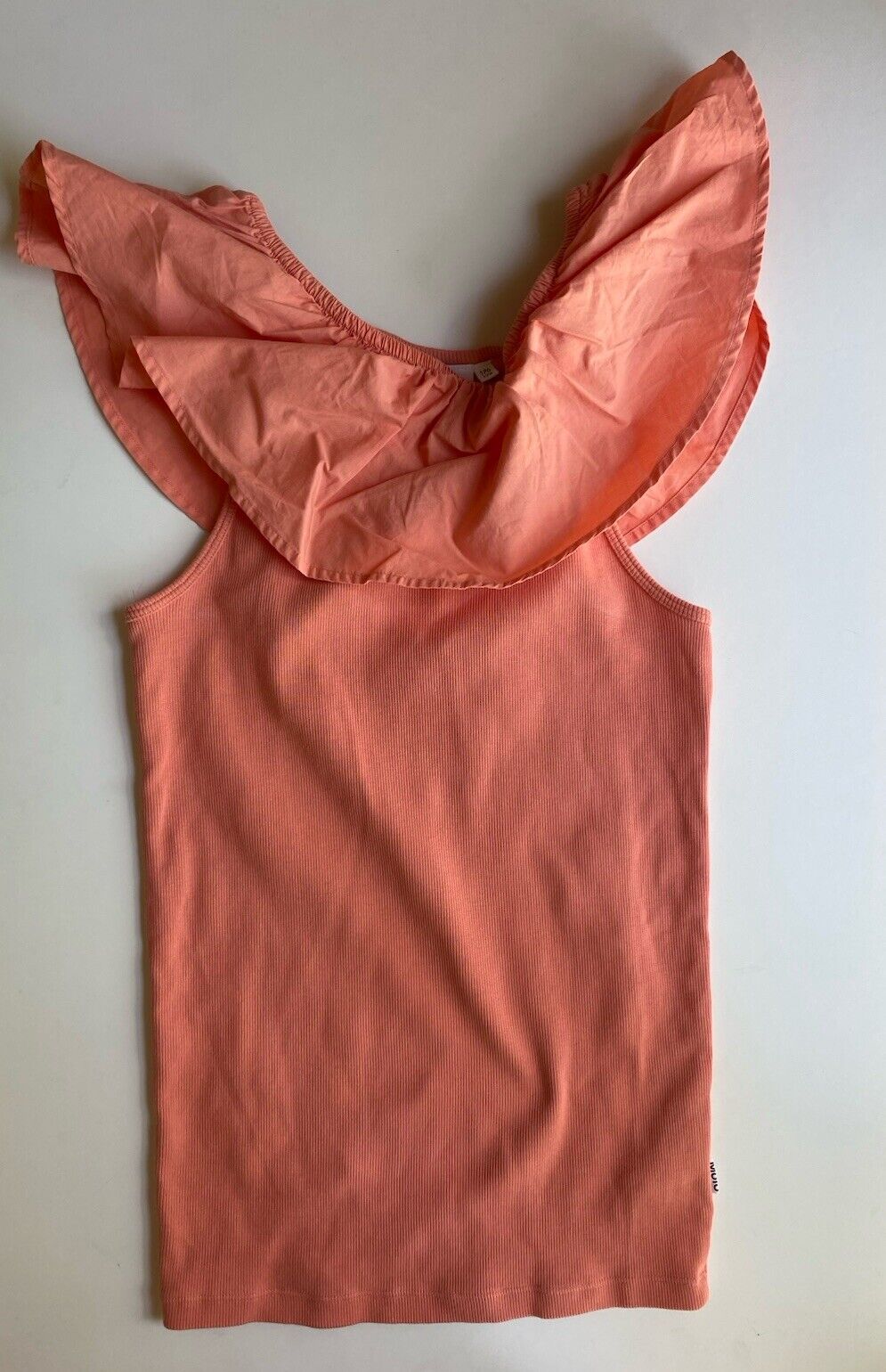 Molo kids girls size 170/176 (approx. size 16) orange ribbed top, VGUC