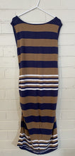 Load image into Gallery viewer, Ripe women&#39;s size XL maternity blue brown stripe sleeveless dress, VGUC
