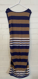 Ripe women's size XL maternity blue brown stripe sleeveless dress, VGUC