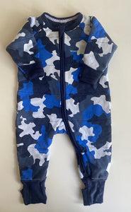 Bonds baby size approx. 6-12 months zippy wondersuit thick blue camo, VGUC