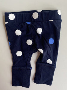 Milky baby size 0-3 months navy blue white spotted leggings pants, VGUC