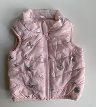 Load image into Gallery viewer, Target baby girl size 0-3 months pink silver stars puffer vest zip, VGUC
