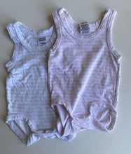 Load image into Gallery viewer, Bonds baby size 0-3 months x2 bodysuit tank singlet tops writing blue pink, VGUC
