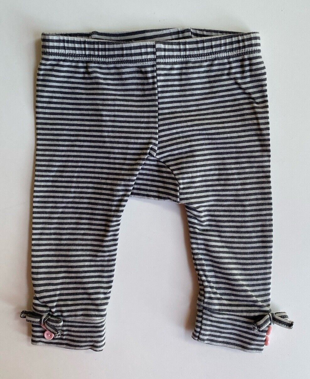 Sprout baby girl size 0-3 months grey stripe leggings pants babushka, VGUC