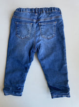 Load image into Gallery viewer, H&amp;M baby girl size 9-12 months blue denim pull on jeans pants, VGUC
