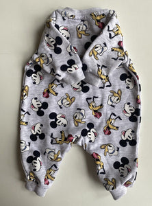 Disney baby size newborn grey fleecy Mickey Mouse one-piece warm, VGUC