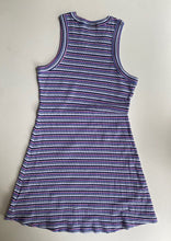 Load image into Gallery viewer, Seed Teen kids girls size 12 blue pink ribbed stripe tank dress, VGUC
