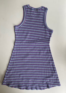 Seed Teen kids girls size 12 blue pink ribbed stripe tank dress, VGUC