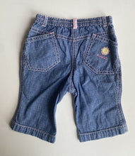 Load image into Gallery viewer, Next baby girl size newborn blue pink jeans pants cars, VGUC
