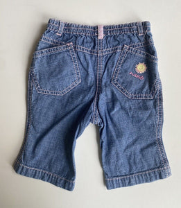 Next baby girl size newborn blue pink jeans pants cars, VGUC