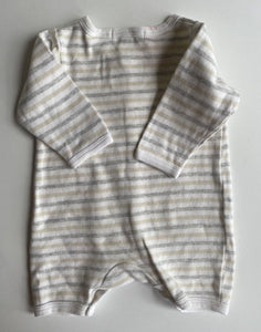 Pumpkin Patch baby size newborn white grey stripe one-piece romper, VGUC