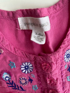 Pumpkin Patch baby girl size 3-6 months pink floral blouse top, VGUC