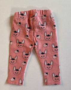 Seed baby girl size 0-3 months pink strawberry bunny leggings pants, VGUC