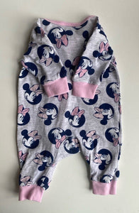 Disney baby girl size small newborn 00000 grey pink Minnie Mouse one-piece VGUC