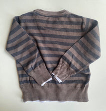 Load image into Gallery viewer, Pumpkin Patch kids boys toddler size 3 brown grey stripe knit jumper, VGUC
