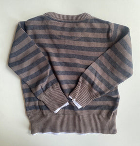 Pumpkin Patch kids boys toddler size 3 brown grey stripe knit jumper, VGUC