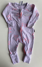 Load image into Gallery viewer, Bonds baby girl size 0-3 months zippy wondersuit purple pink unicorns, GUC
