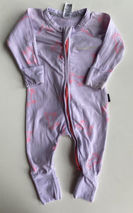 Bonds baby girl size 0-3 months zippy wondersuit purple pink unicorns, GUC