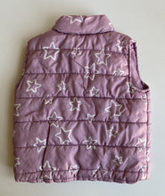 Load image into Gallery viewer, Anko baby girl size 12-18 months purple pink white stars zip up puffer vest VGUC
