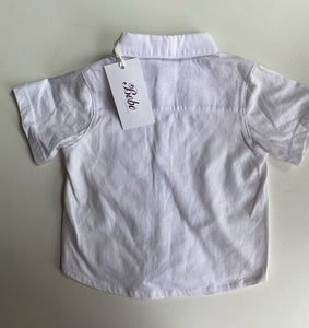 Bebe by Minihaha baby boy size 6-9 months white button up shirt, BNWT