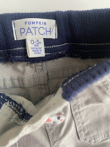 Pumpkin Patch baby boy size 0-3 months grey denim pull on pants, VGUC