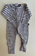 Load image into Gallery viewer, Bonds baby size 3-6 months zippy wondersuit black white stripe, VGUC
