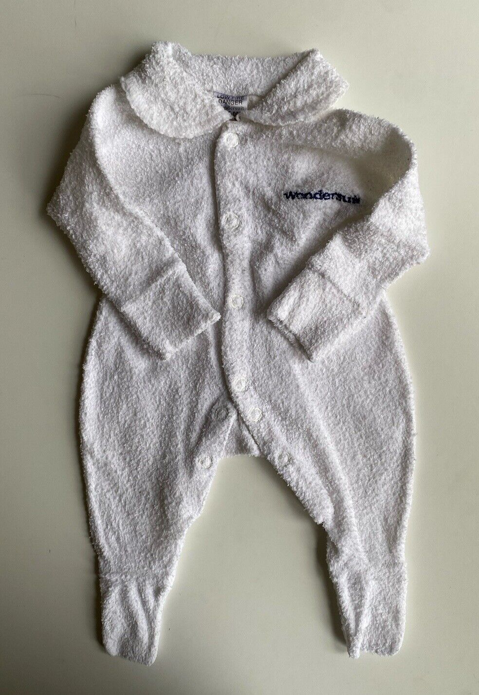 Bonds baby size 0-3 months white Terry towelling collared wondersuit,