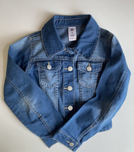 Load image into Gallery viewer, H&amp;T kids size 7 blue denim button up jacket, VGUC
