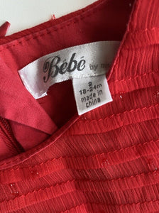 Bebe by Minihaha baby girl size 18-24 months red party dress, VGUC