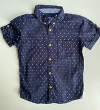 Load image into Gallery viewer, Target kids boys size 7 navy blue white crosses button up shirt, VGUC
