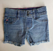 Load image into Gallery viewer, Vigoss kids girls size 4 blue denim cut off shorts, VGUC
