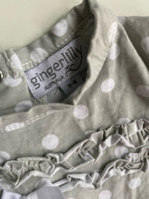 Load image into Gallery viewer, Gingerlilly baby girl size 3-6 months grey white spotted romper one-piece, VGUC
