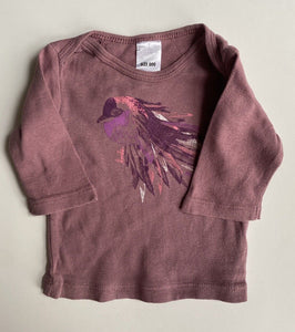 Bonds baby girl size 0-3 months purple long sleeve t-shirt bird, VGUC