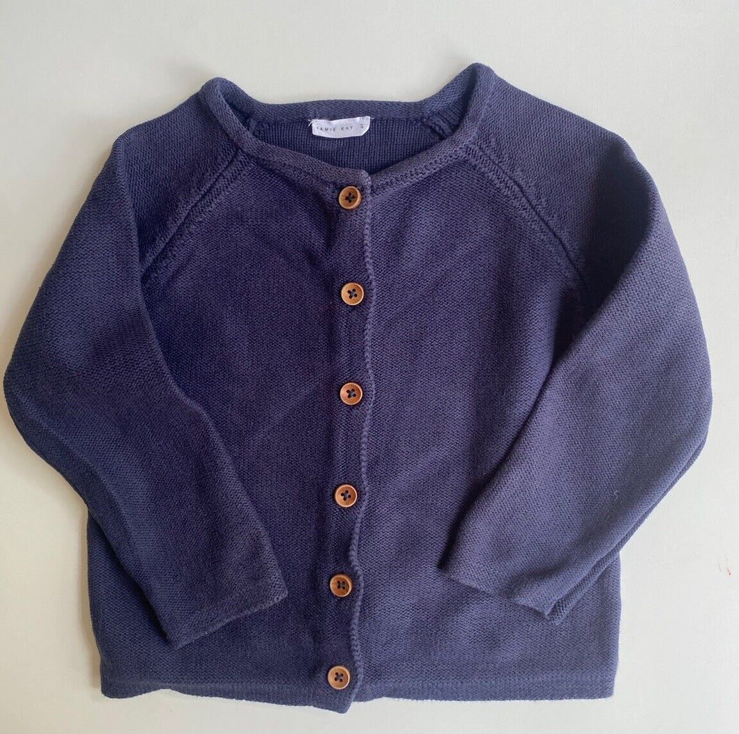 Jamie Kay kids size 4 years navy blue knitted cardigan jumper, VGUC