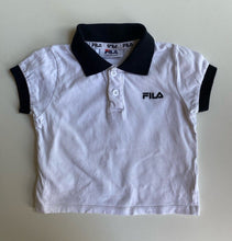 Load image into Gallery viewer, FILA baby boy size 12-18 months white black short sleeve polo shirt top, VGUC
